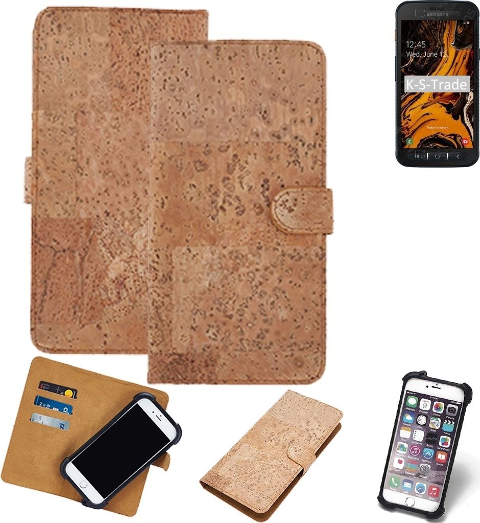 K-S-Trade Hülle kompatibel mit Samsung Galaxy Xcover 4s Kork Handyhülle Cover Schutzhülle TPU Case Bumper in Hellbraun, (1x)