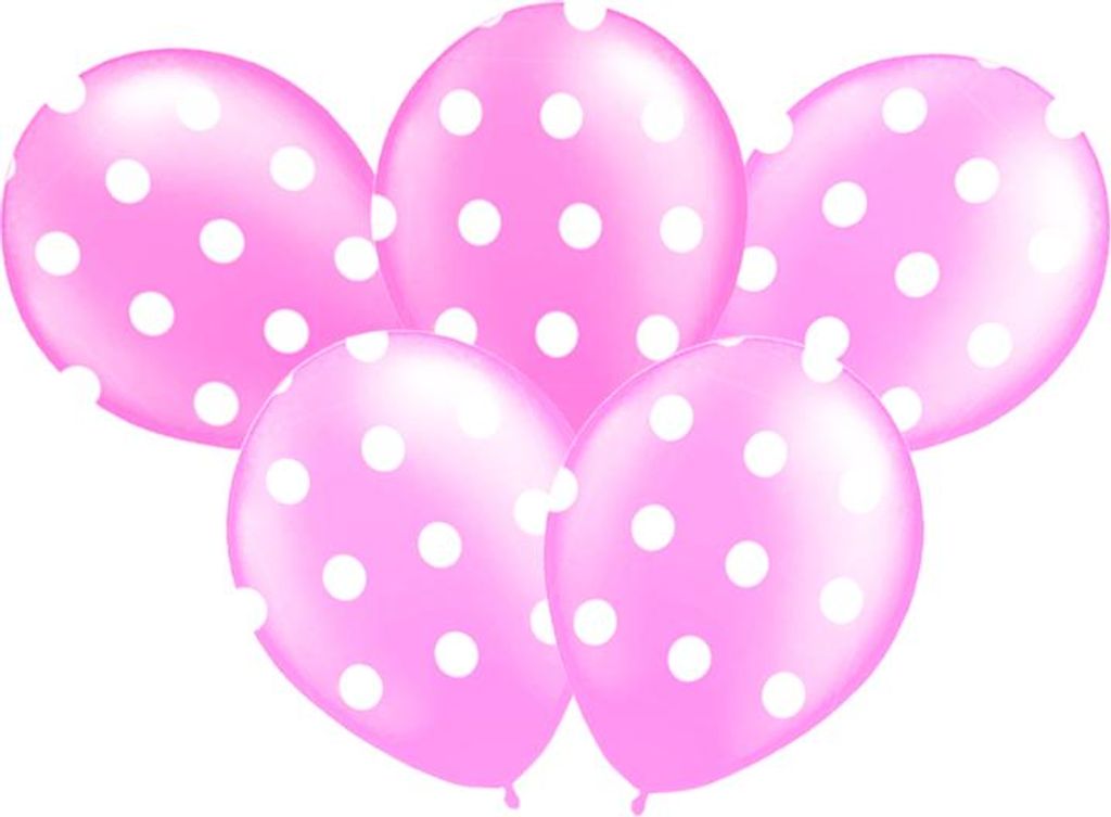 Gepunktete Luftballons 14" Pink, 5 Stk.
