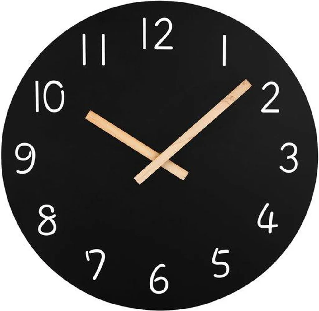 Grande horloge murale rustique noire 40cm, mouvement quartz silencieux