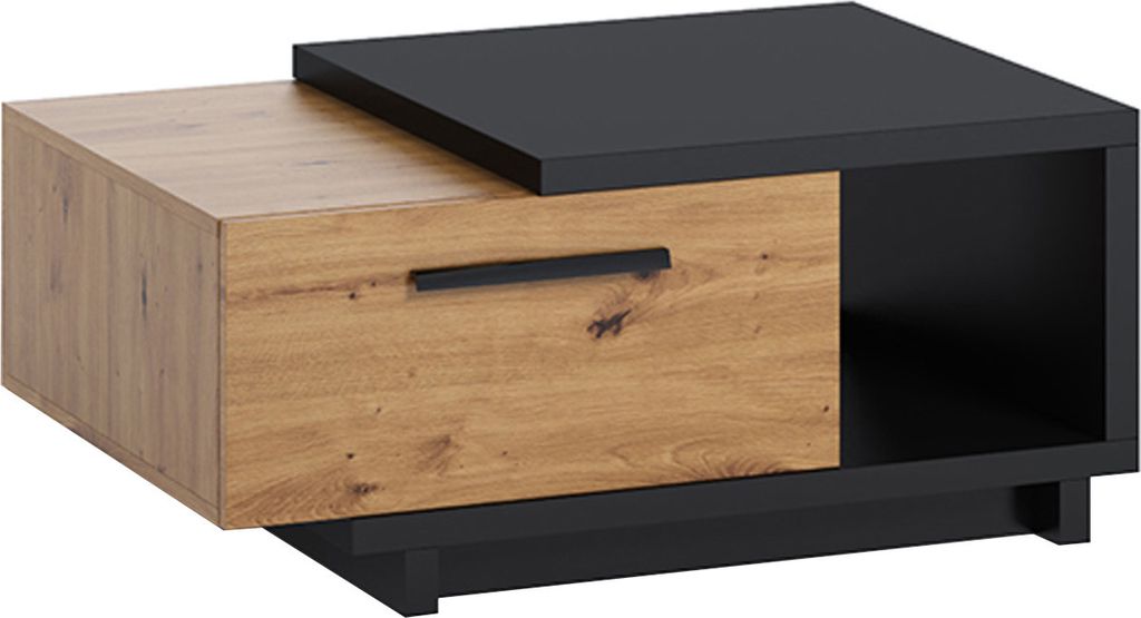 Couchtisch INES IN-04 Wohnzimmertisch 90 cm Beistelltisch Sofatisch Kaffeetisch Wohnzimmer Loft (Artisan Eiche / Schwarz)