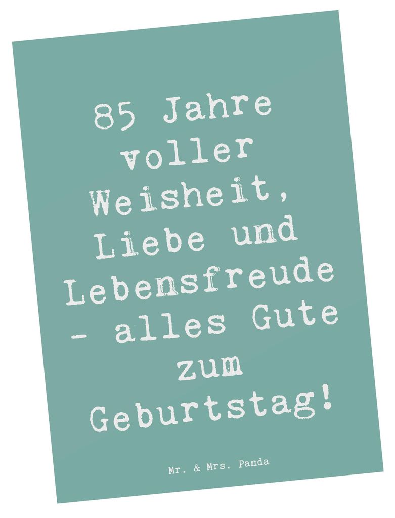 Mr. & Mrs. Panda Postkarte Spruch 85. Geburtstag Weise - Meeresbrise - Geschenk, Erinnerung, 85 Jahre, Weisheit, Happy Birthday, Ansichtskarte, Pos...