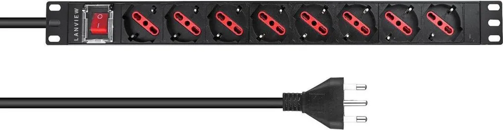 Unità PDU 1U Lanview LVR-2MIT-SW-IT8 - 8 Prese IT/Schuko Nere