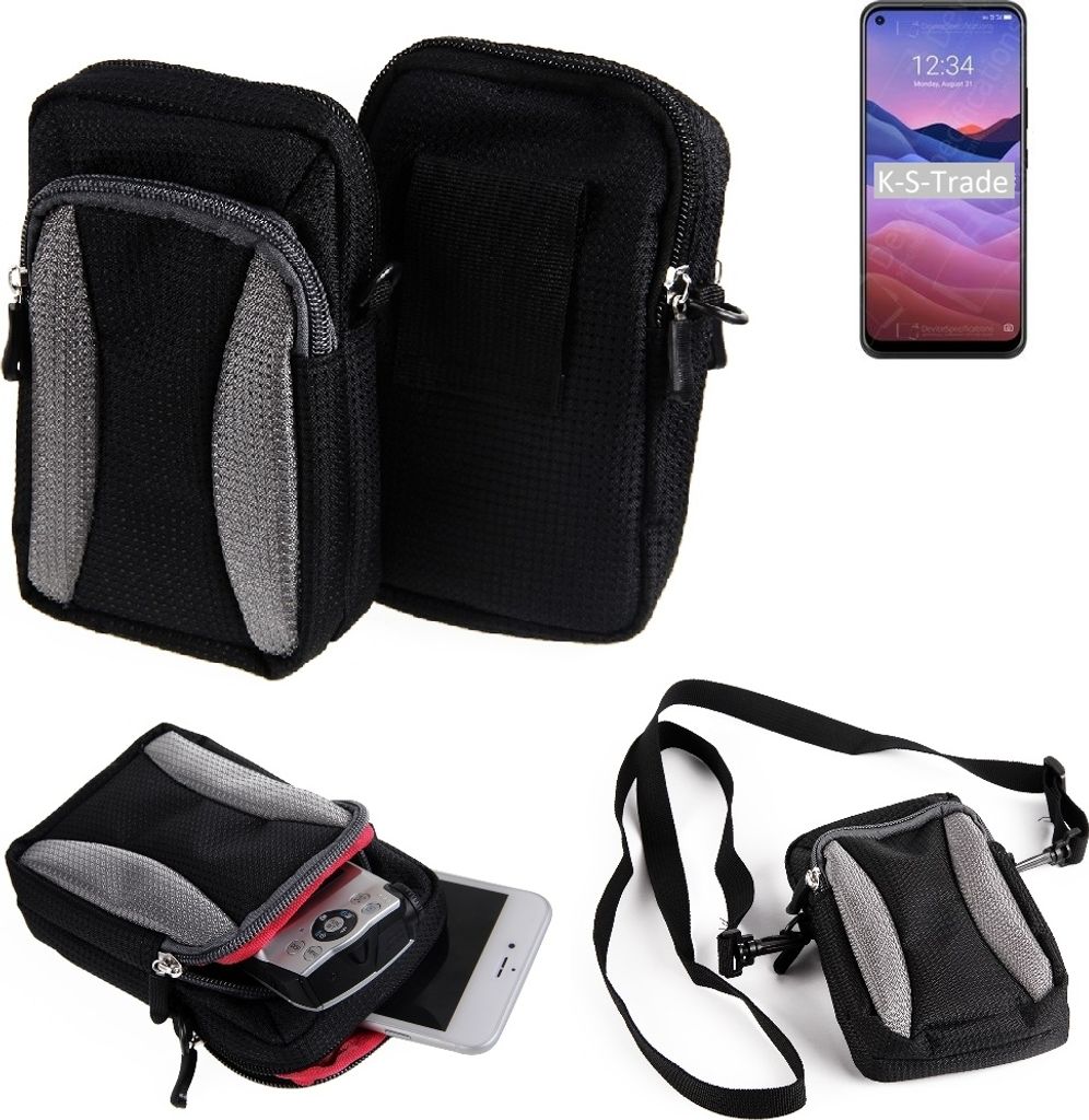 K-S-Trade Holster Schutz Hülle kompatibel mit ZTE a1 Handy Hülle Gürteltasche Umhängetasche mit Zusatzfach schwarz