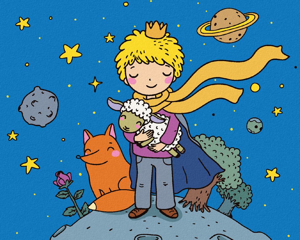 Zuty - Malen nach Zahlen - DER KLEINE PRINZ MIT DEM SCHAF, 40x50 cm, mit Keilrahmen (bereits gespannt)