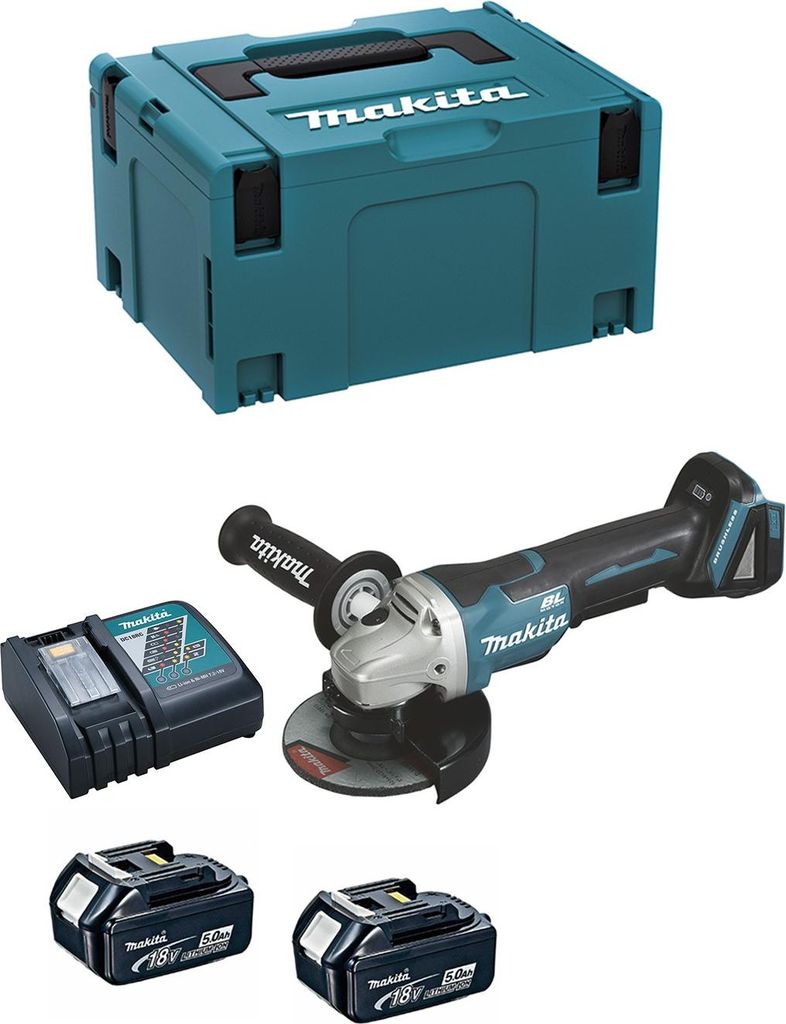 Makita DGA508RTJ, 8500 RPM, 12,5 cm, Akku, 5 Ah, 2,6 kg Produktbild 