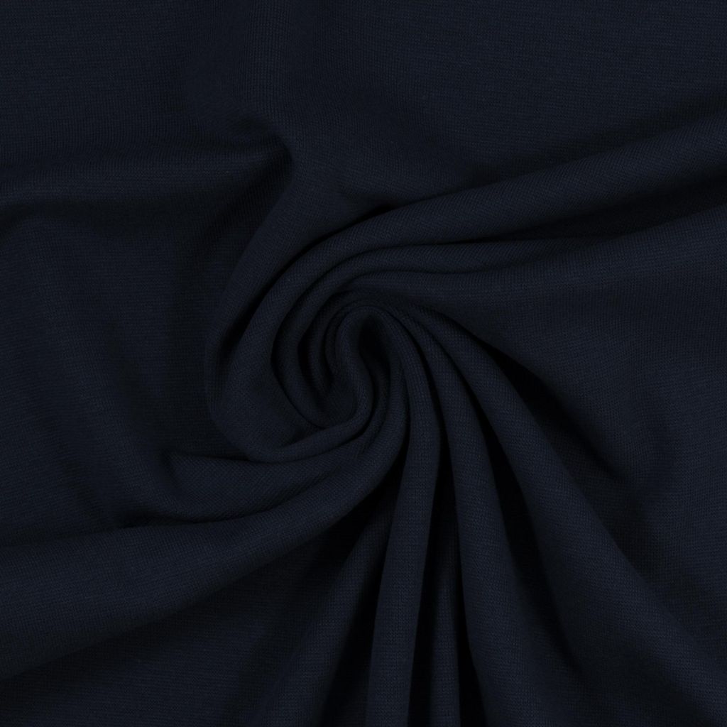 Designer Bündchenstoff Heike van Swafing – 95% Baumwolle 5% Elasthan | 100 | 240 g/m² Fein & Elastisch 0599 Dunkelblau