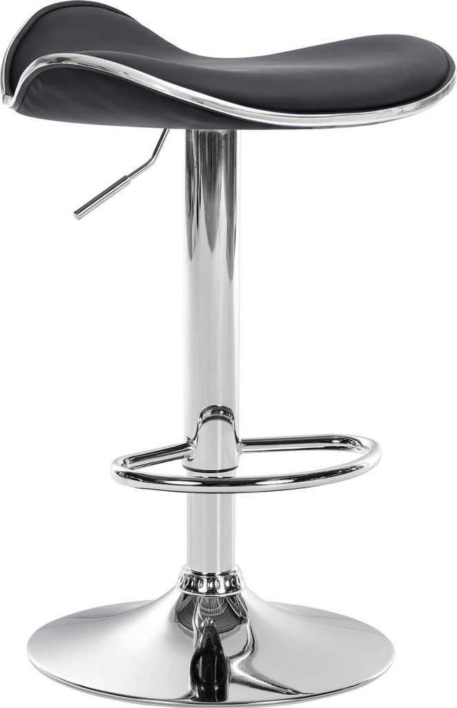 Barhocker TANOR - Kunstleder Schwarz 45x45x71 cm Silber | Barstuhl Höhenverstellbar Drehbar Tresenhocker Tresenstuhl Kneipenhocker Kneipenstuhl