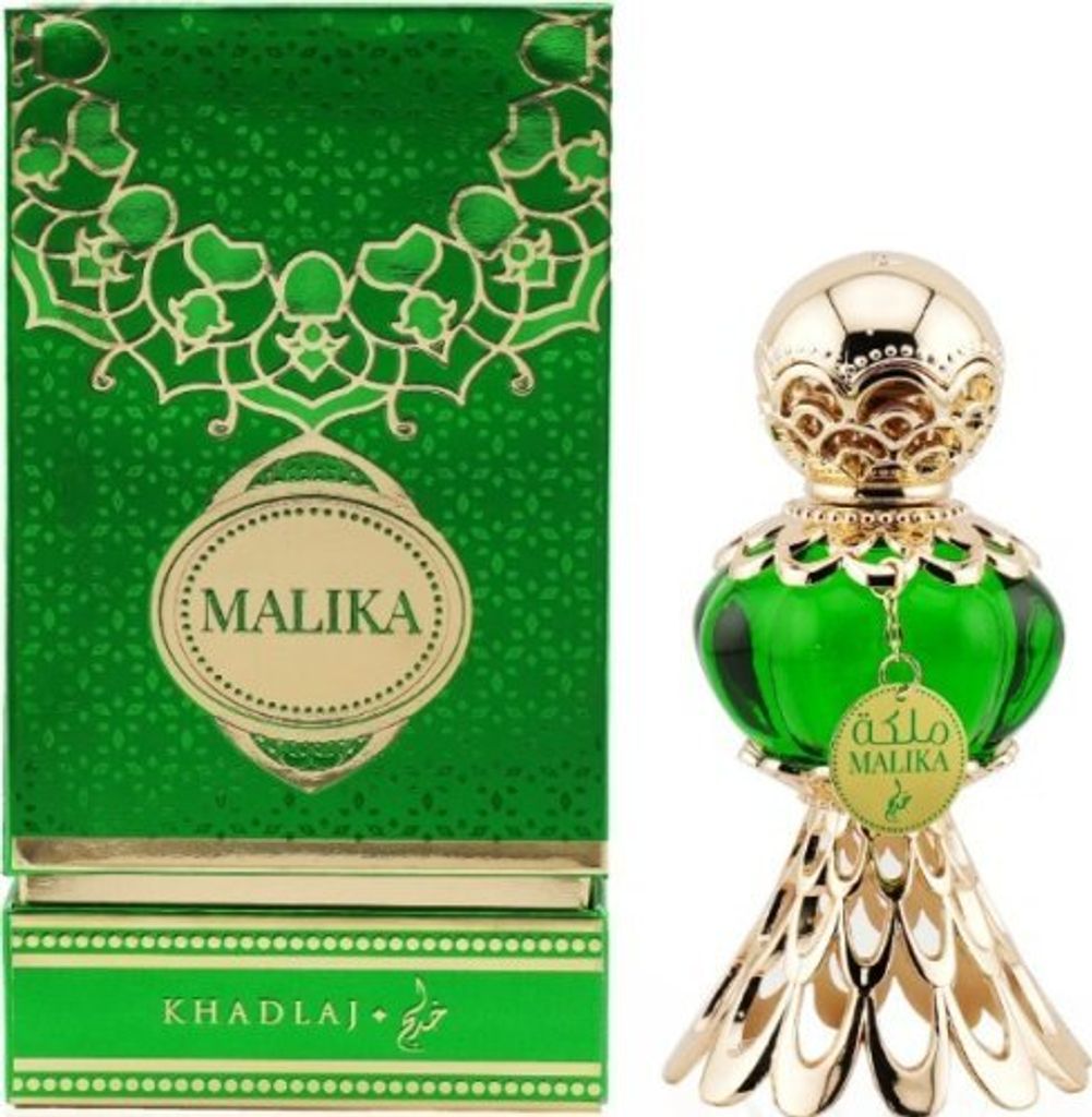 A perfume bottle and its packaging are displayed against a white background.