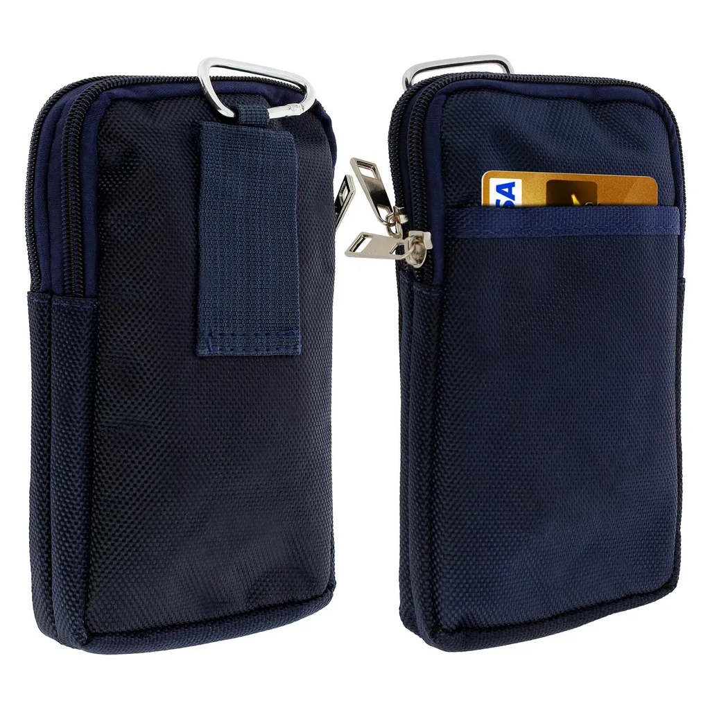 Borsa Smartphone XXL Nylon Blu con Moschettone: Protezione e Praticità - 2