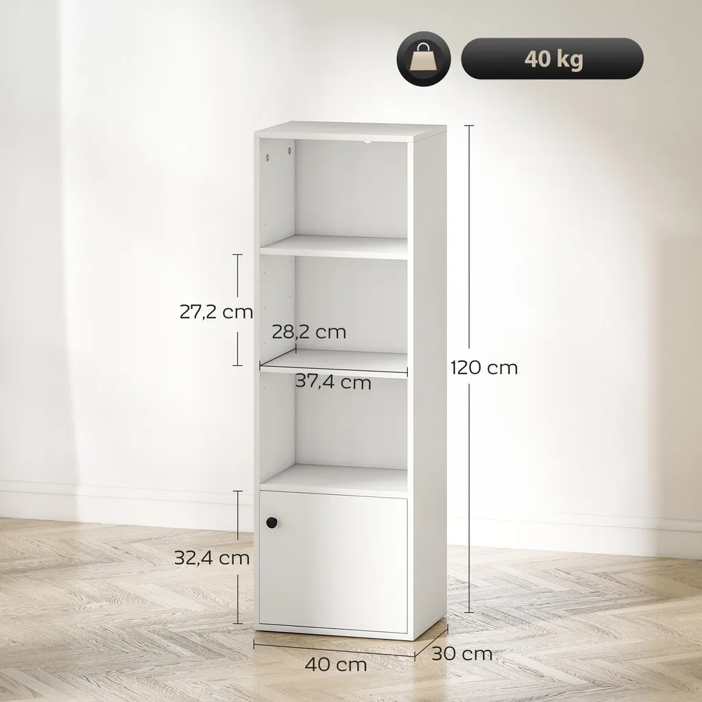 Bibliothèque pour livres et objets de déco, étagères blanches ouvertes - 3