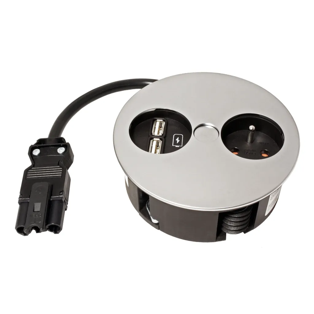 Chargeur USB et Prise TWIST Bachmann Chrome Mat Design Extra-Plat - 7