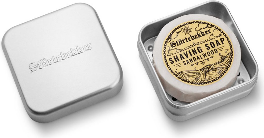 Störtebekker Premium Rasierseife & Seifendose Set – Hochwertige Aluminium Seifendose mit passender Rasierseife (Sandelholz) - Geschenkidee Herren