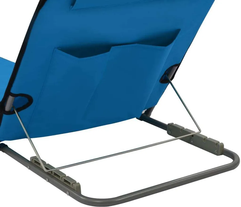 Tapis de plage bleu acier avec dossier pliable - Set de 2 matelas - 4