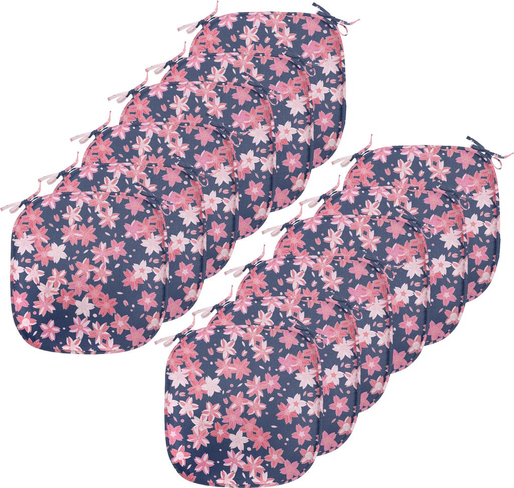 ABAKUHAUS Navy und Blush Polster für Esszimmerstühle, japanischer Frühling, Dekoratives wasserfestes Kissen mit Riemen für Küchensitze, 40 cm ...