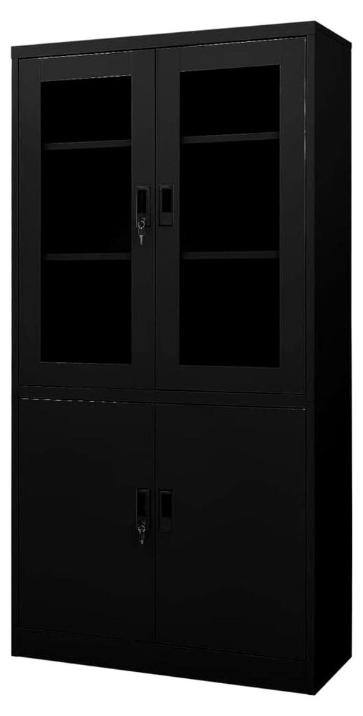 Büroschrank Schwarz 90 x 40 x 180 cm aus Stahl