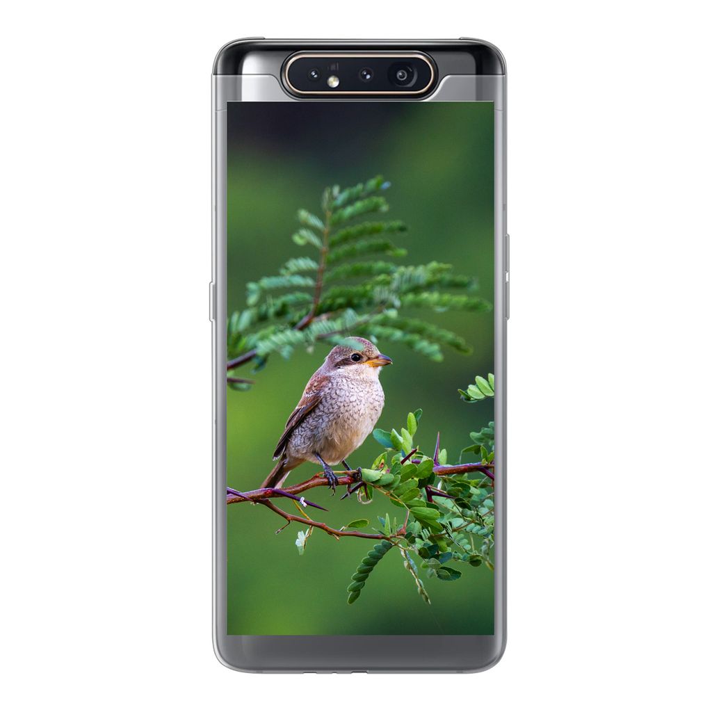 MuchoWow Handyhülle Schutzhülle Hülle für Samsung Galaxy A80 Vogel - Baum - Wald Silikon Softcase Handy Hülle - Schutzdeckel