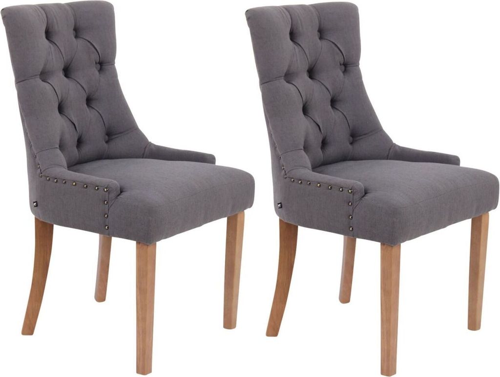 2er Set Esszimmerstuhl Aberdeen Stoff antik-hell dunkelgrau