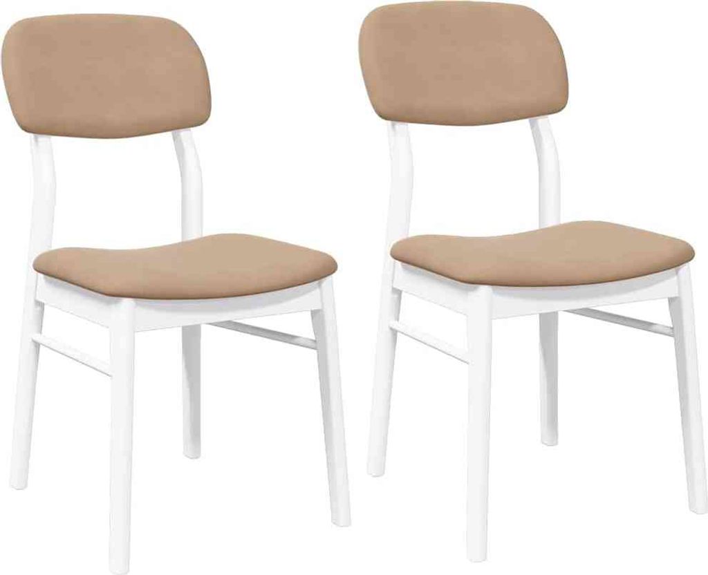 vidaXL Esszimmerstühle mit Kissen 2 Stk. Weiß Massivholz Gummibaum