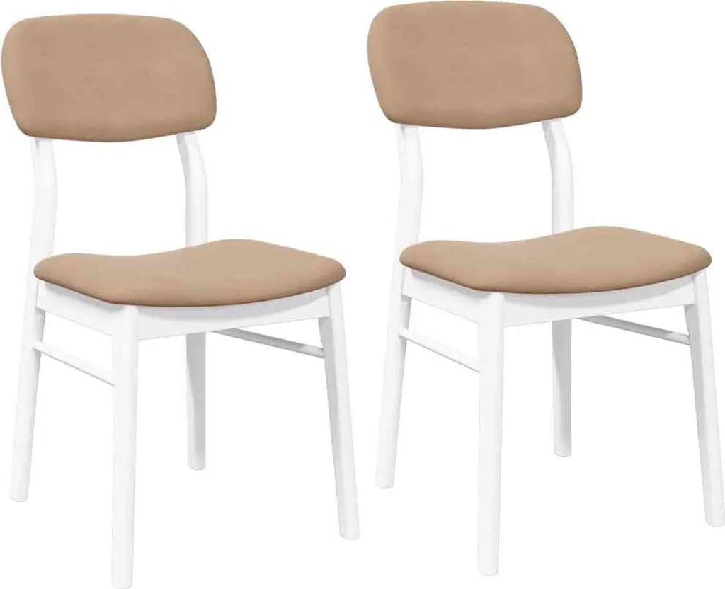 vidaXL Sedie da Pranzo 2 pz Legno Massello Bianco Gomma con Cuscino