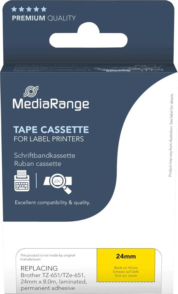 MediaRange MRBTZ651: Eccellenza nell'Etichettatura 24mm per Sistemi Brother