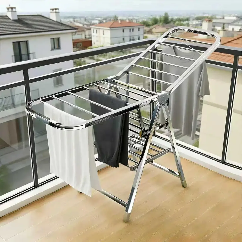 Séchoir à linge inox pliable anticorrosion gain de place structure 1pc - 2