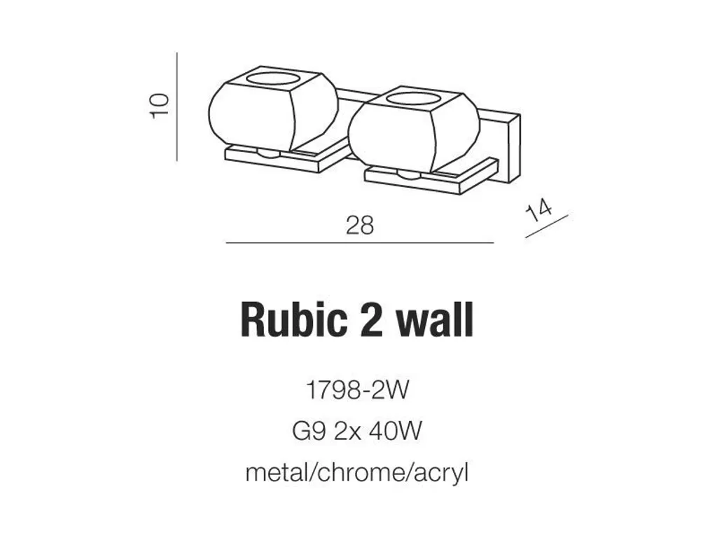 Applique 2x40W/G9 RUBIC 1798-2W AZzardo