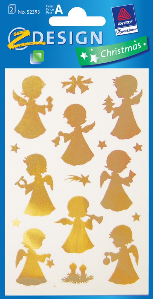 AVERY Zweckform ZDesign Weihnachts Sticker "Goldengel" 2 Blatt à 16 Sticker 