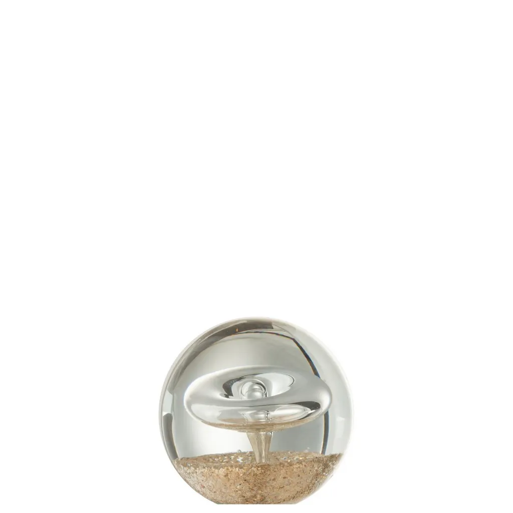 J-Line Presse-Papier Cercle Or en Verre Small - Objet Déco Chic Doré