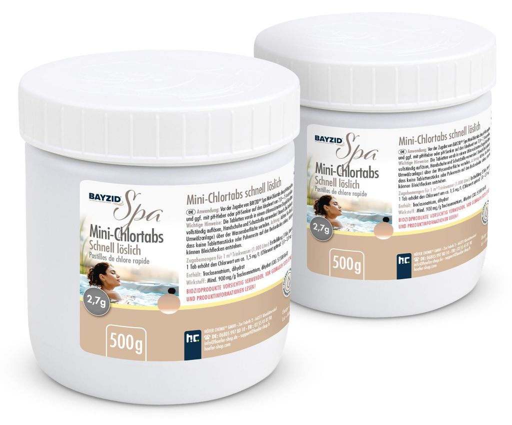 2x500 g BAYZID® SPA Mini 2,7g pH-neutrale Chlortabs, Produktbild 