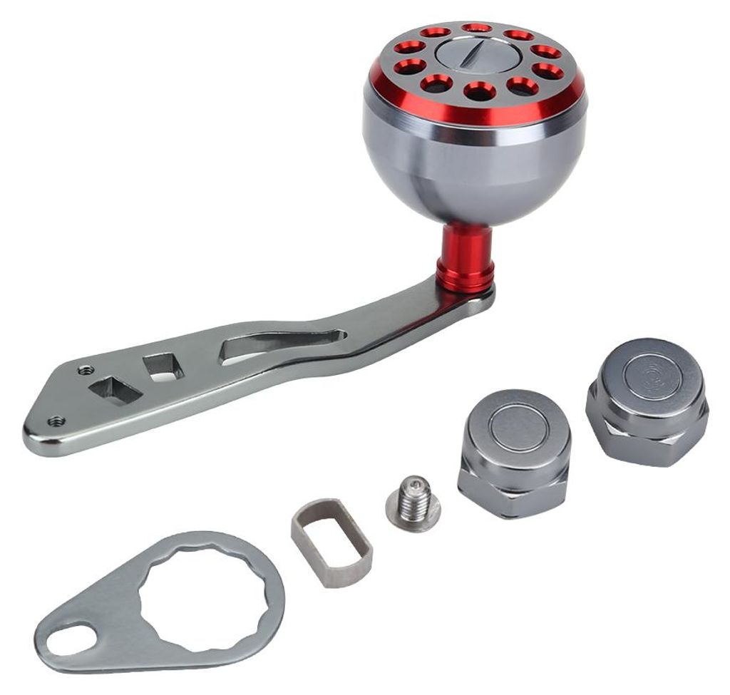 1Pc langlebiges Metallgriff-Teil-Zubehör für Abu Round Baitcast Angelrolle (rot)