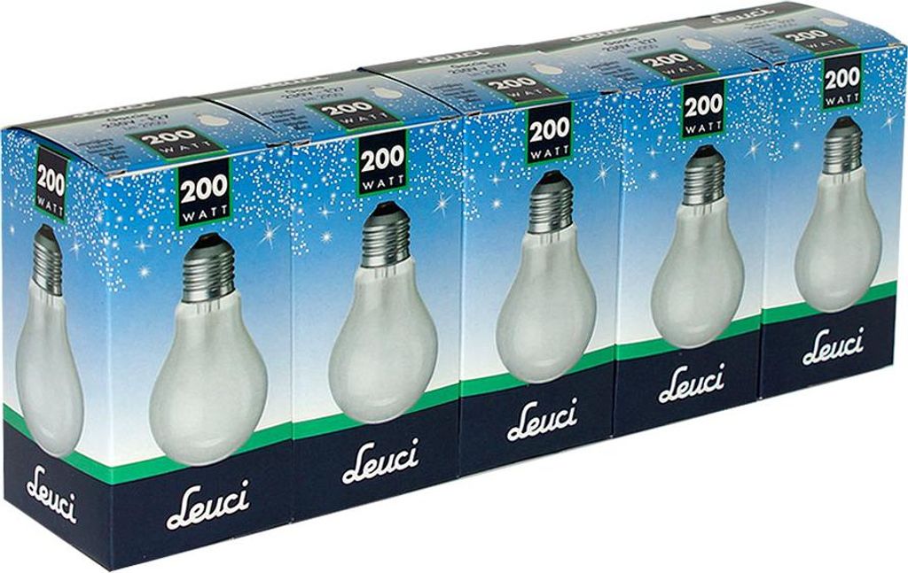 5 x Leuci Glühbirne 200W E27 MATT A60 Glühlampe 200 Watt Produktbild 