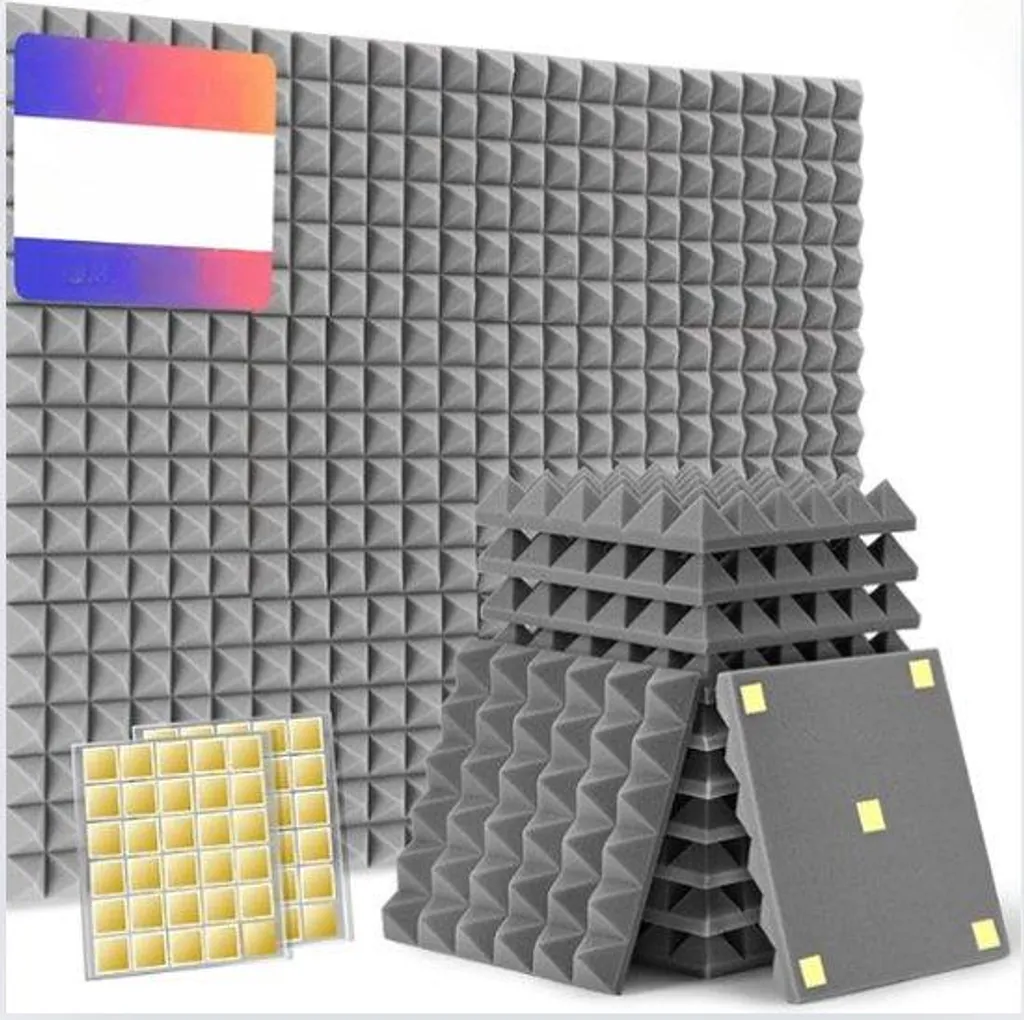 Panneau en mousse insonorisant noir pour studio et gaming - Lot de 12