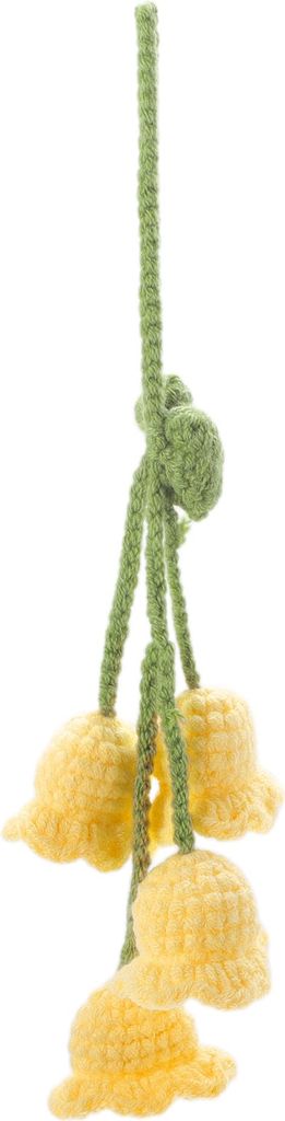 1 Stück Baumwoll-Leinen-Stoff 4 Maiglöckchen Blumen Auto Rückspiegel Anhänger Zubehör Auto Hängeschmuck Gelb