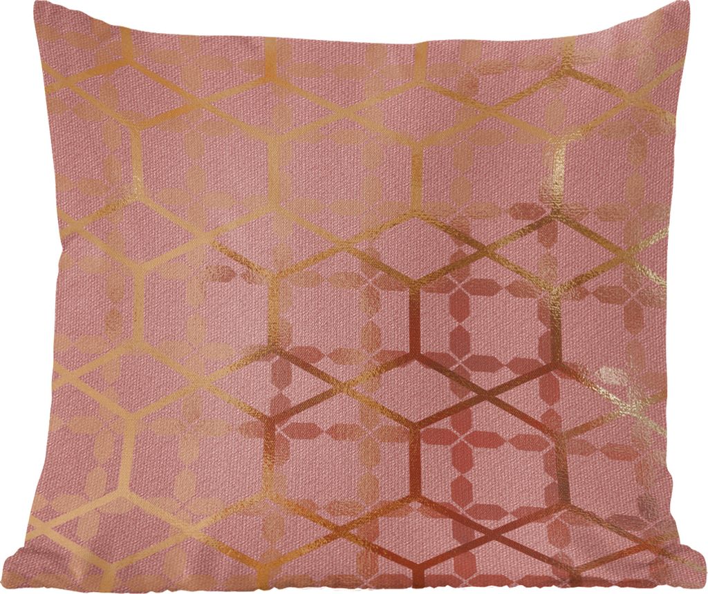 MuchoWow Zierkissen Sofakissen Wohnzimmer Dekokissen 50x50 cm Design - Rosa - Gold - Komfort - Sofakissen
