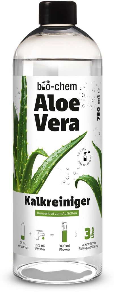 bio-chem Aloe Vera Kalkreiniger Konzentrat | Badreiniger gegen Kalk & Wasserflecken für Bad, Dusche & Armaturen | Duftkomposition Aloe Vera | 750 ...