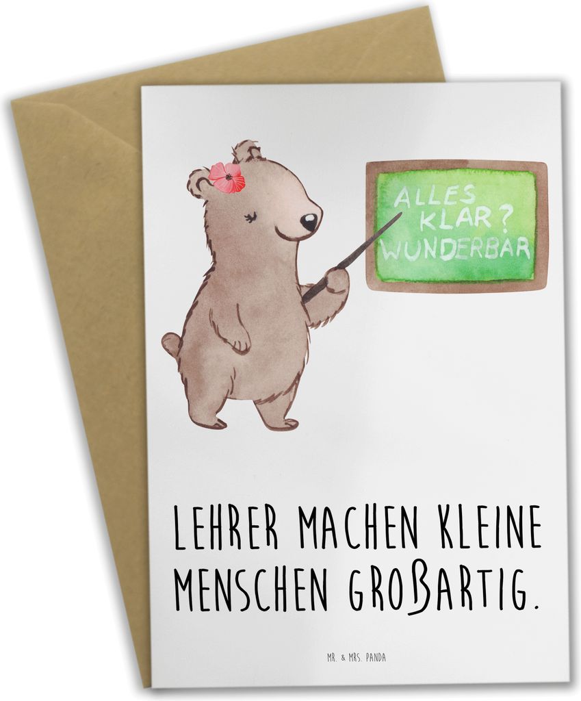 Mr. & Mrs. Panda firmungskarte Lehrer Großartig - Weiß - Geschenk, Spruch, kleine Menschen machen, Aufmerksamkeit, babykarte, Danke sagen, großa...