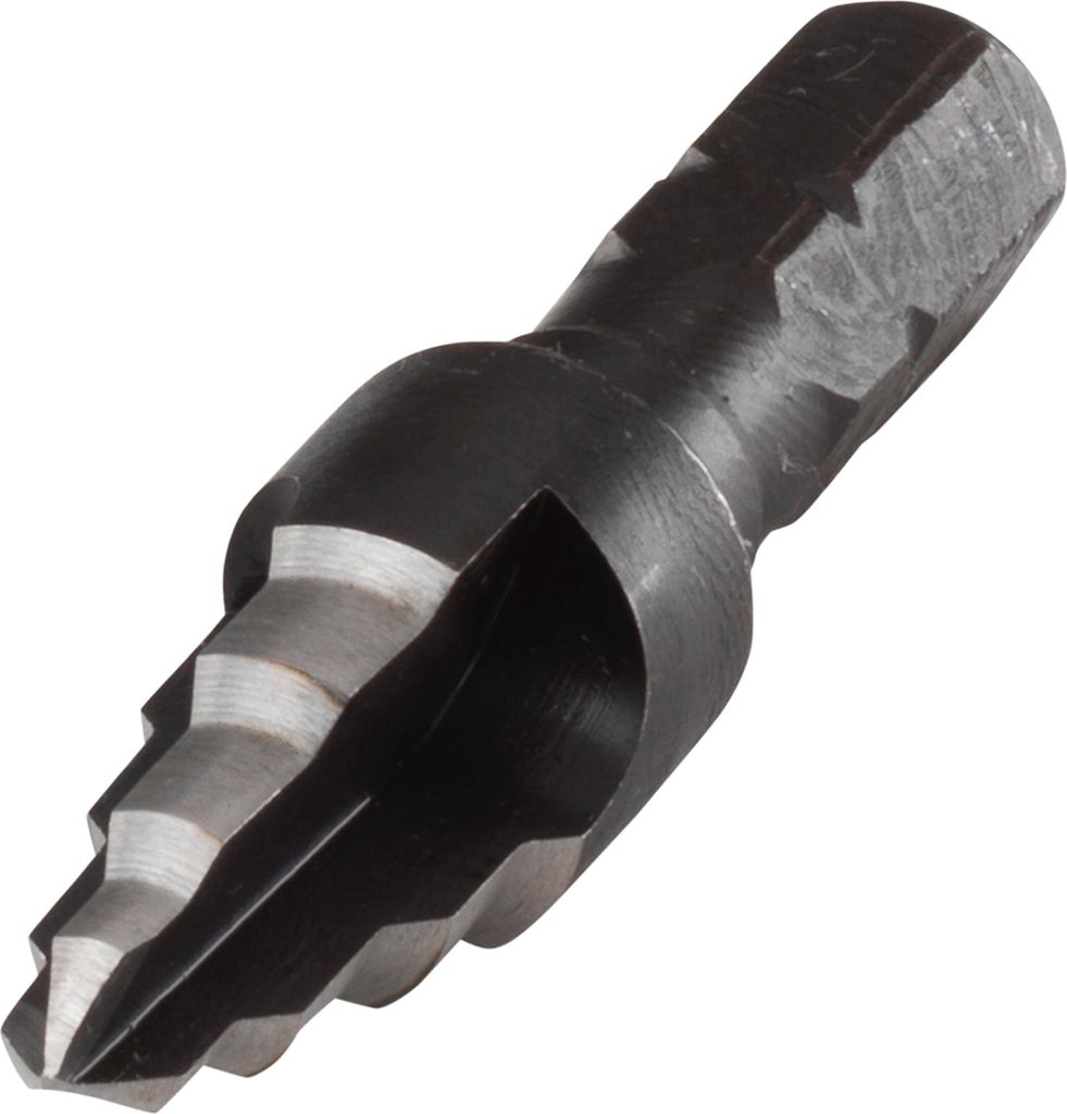wolfcraft 2555000 - Stufenbohrer HSS, Sechskant-Schaft, 3 Schneiden Ø 6, 8, 10 mm