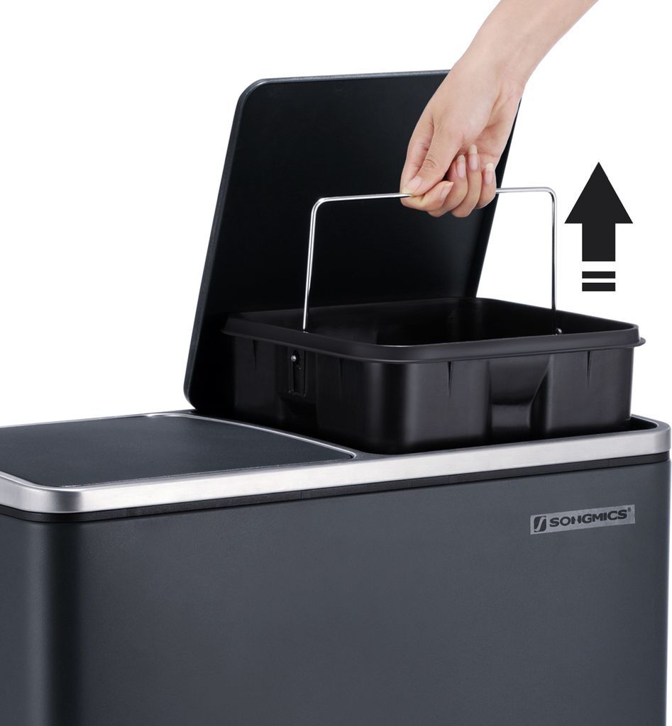 SONGMICS Mülleimer 60L mit Müllbeutel mit 2 Fächern 2 x 30 Produktbild 7