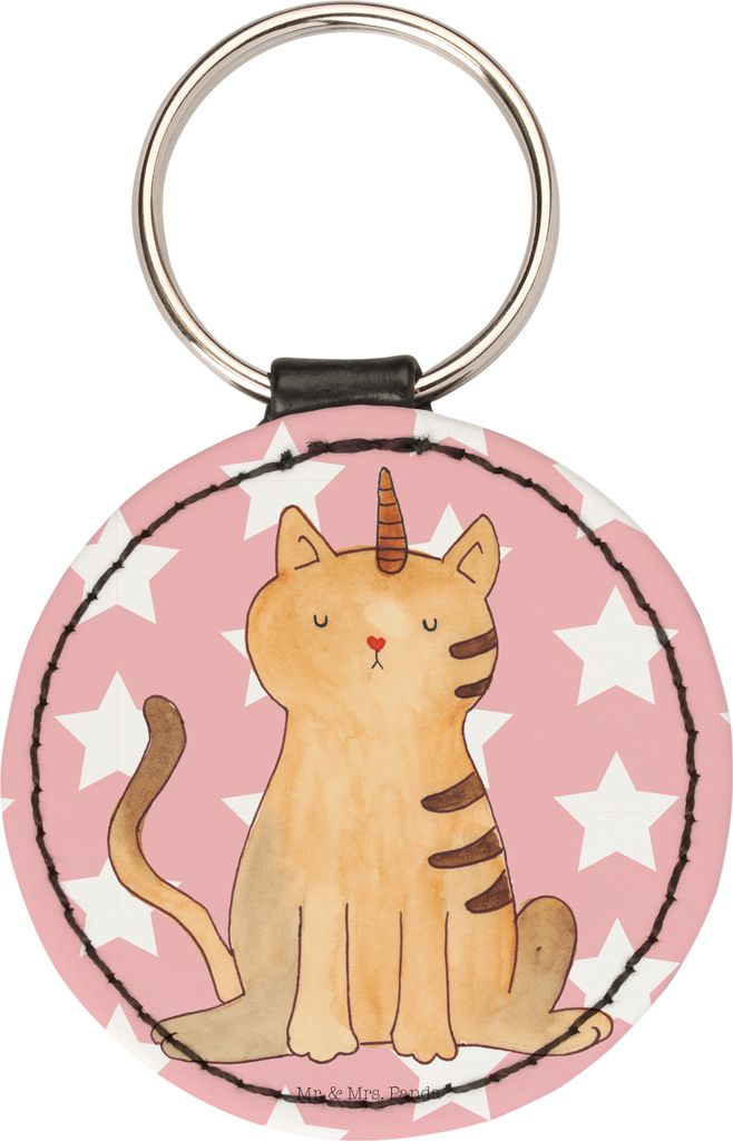 Mr. & Mrs. Panda Anhänger Einhorn Katze - Rot Pastell - Geschenk, Schlüsselanhänger, Mieze, Unicorn, Regenbogen, Deko, Taschenanhänger, mini, s...