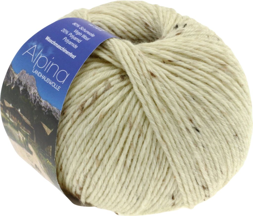 Lana Grossa ALPINA LANDHAUSWOLLE 50 g Trachten stricken edle Trachtenwolle 210 m Farbe 010 - Natur meliert
