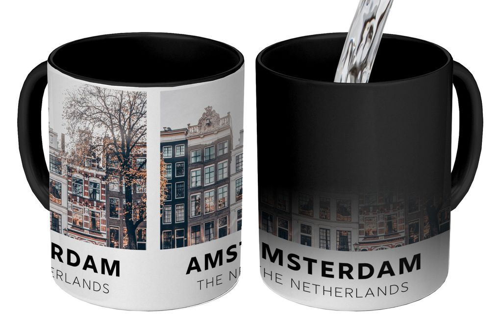 KitchenYeah Zauber Tasse Zaubertasse Magic Amsterdam - Niederlande - Huizen 350 ml Farbwechsel Becher Geschenk Geschenkidee - Magic-Tasse - Fotot...