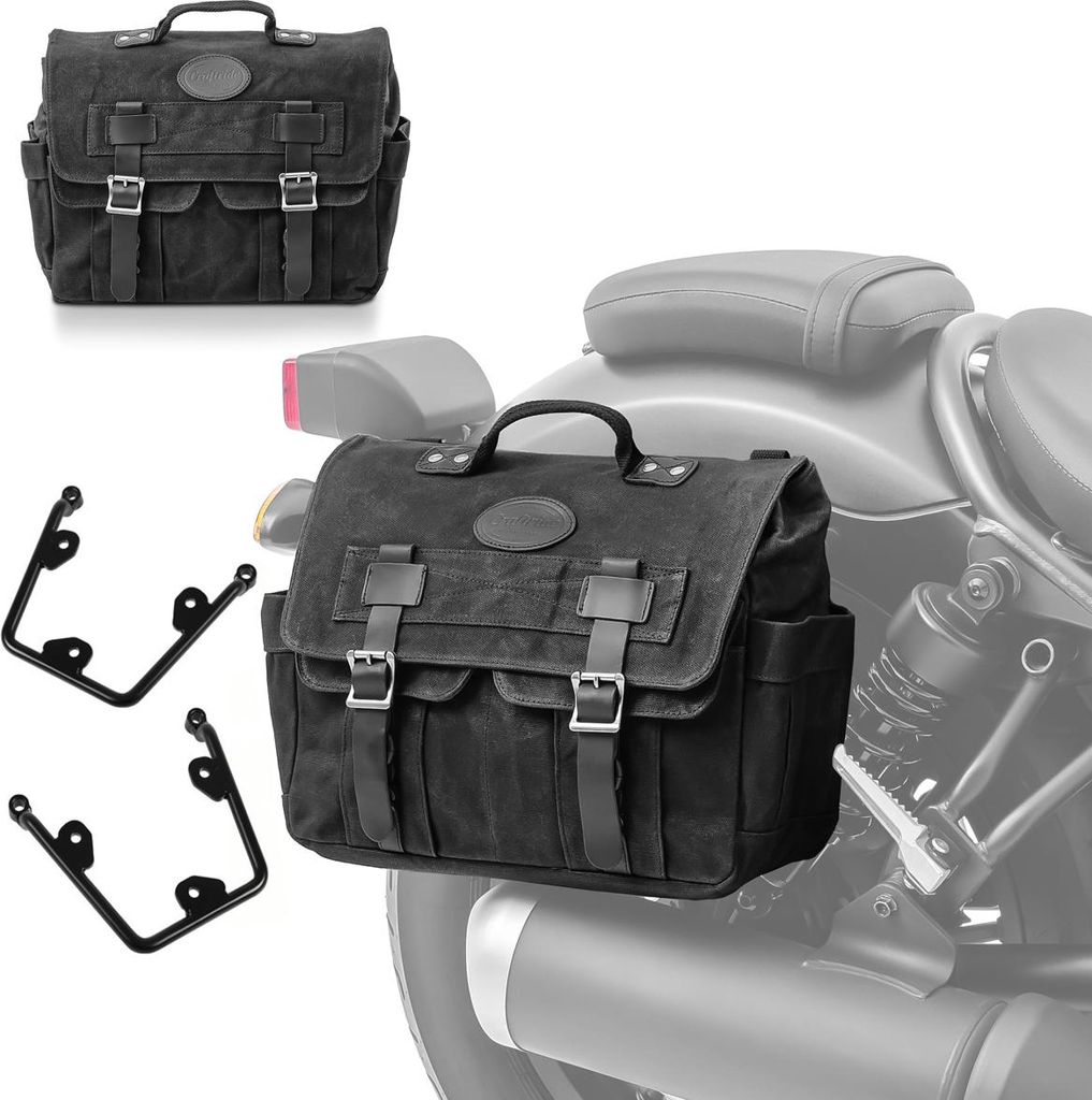 Set 2x Satteltaschen + Halter für Honda Rebel 500 17-25 CV1F-schwarz