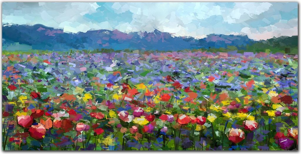 Coloray - Bild aus Glas - Glasbilder - 100 x 50 cm - Gehärtetes Glas Glasblock mit Bild Küche Wohnzimmer Wanddekoration Dekoration - Natur Blumen