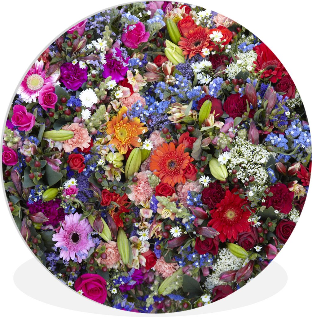 MuchoWow Rundes Wandbild - Runde Bilder Ein florales Design mit leuchtenden Farben Ø 30 cm Kreis Wanddekoration Kunststoff - Wandkreis - Wandsch...