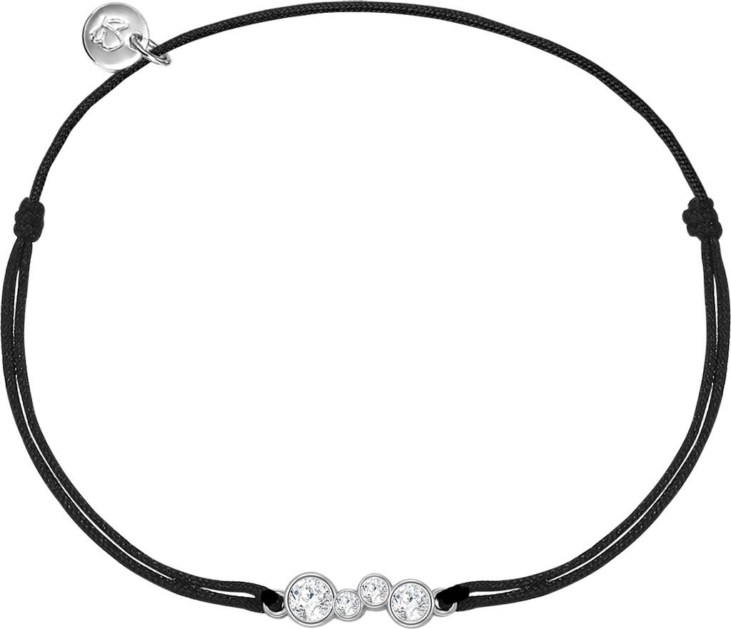 Armband Sterling Silber Textil (schwarz) Zirkonia weiß