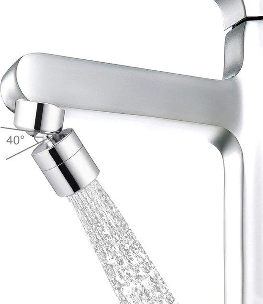 Robinet pivotant 360 degrés à double jet pour évier de cuisine chromé