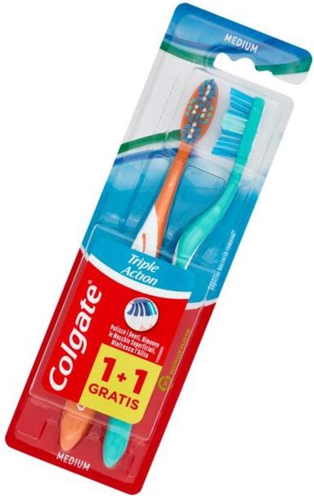 Colgate, Brosse à dents Triple Action Medium, 2 pièces Image du produit 