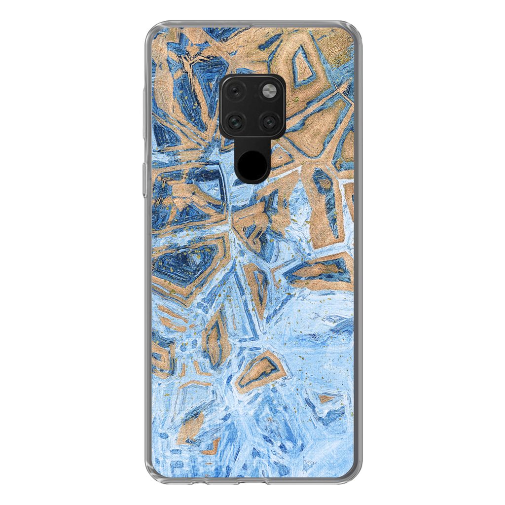 MuchoWow Handyhülle Schutzhülle Hülle für Huawei P40 Lite Marmor - Farbe - Gold - Blau Silikon Softcase Handy Hülle - Handy