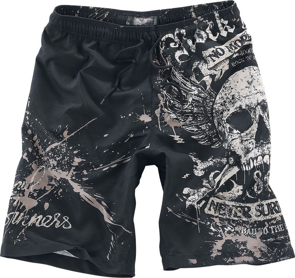 Rock Rebel by EMP Herren schwarze Badehose mit rockigem Print XXL