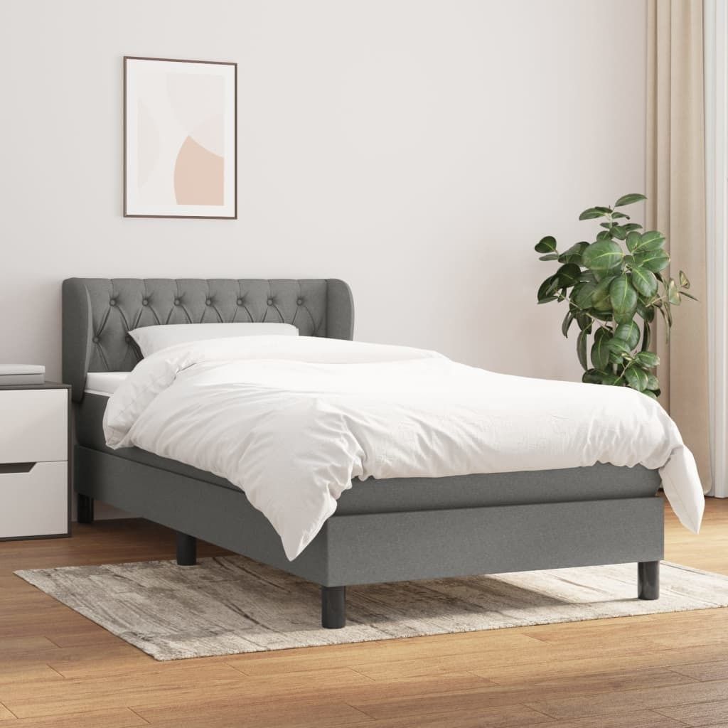 The Living Store Boxspringbett mit Matratze Dunkelgrau 90x200 cm Stoff
